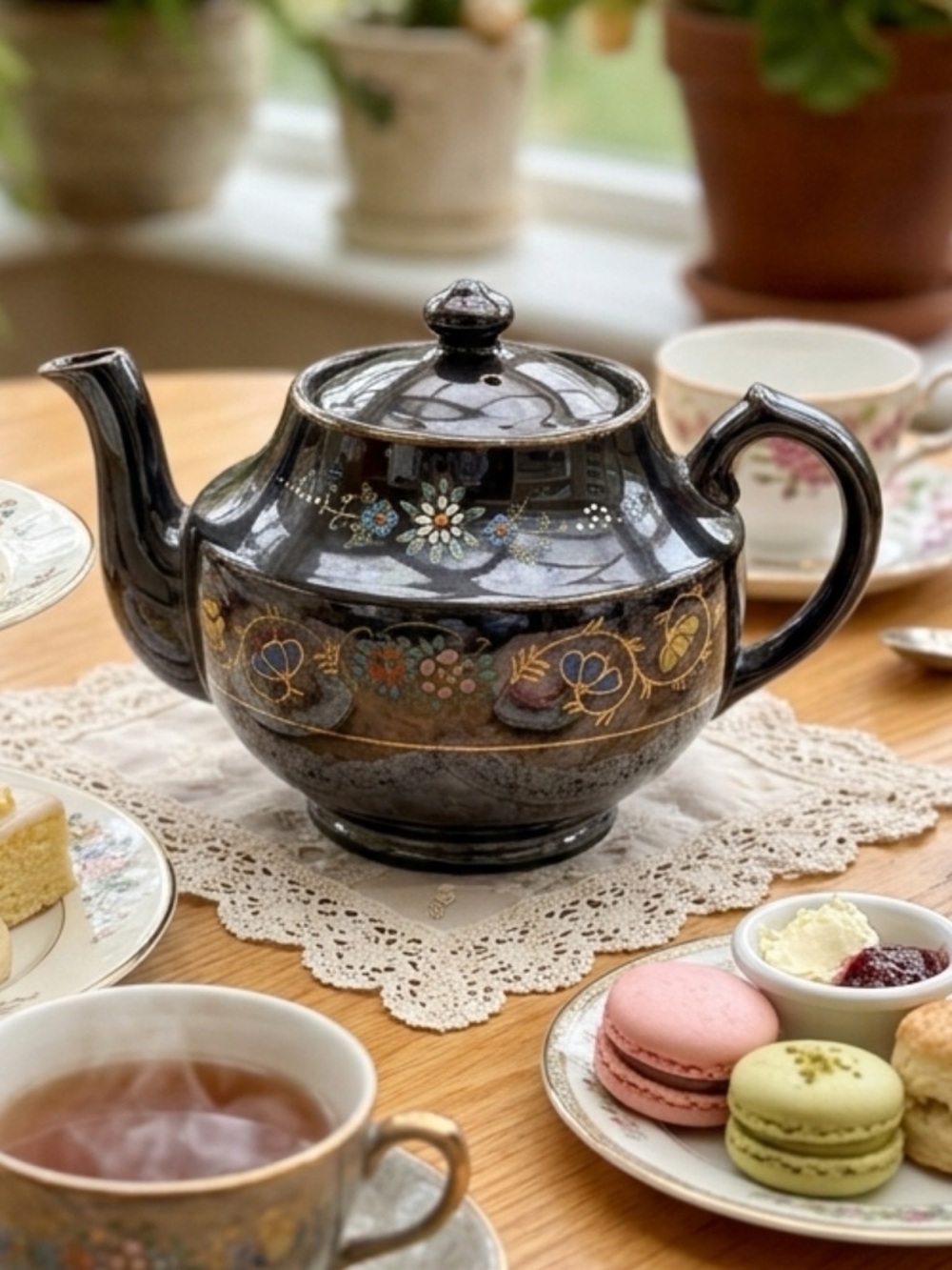"Vintage Japanese Moriage” "Hand-Painted Raised Enamel” Tea Pot